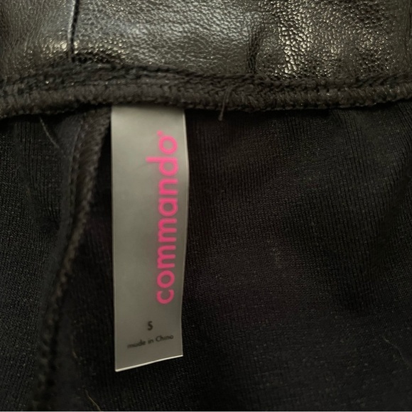 Commando Faux Leather Jogger Pants Black Size Small Stretch Pockets - Picture 7 of 8